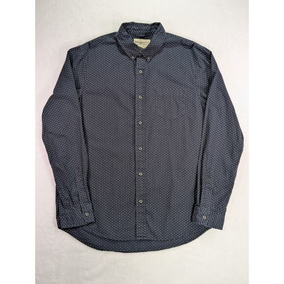 Denim & Supply Ralph Lauren Large Navy Polka Dot Long Sleeve Button Down Cotton - Picture 1 of 14